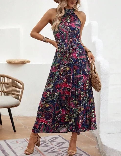 Elanora | Neckholder-Maxikleid mit Print