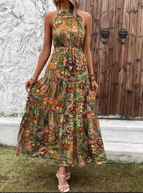 Elanora | Neckholder-Maxikleid mit Print