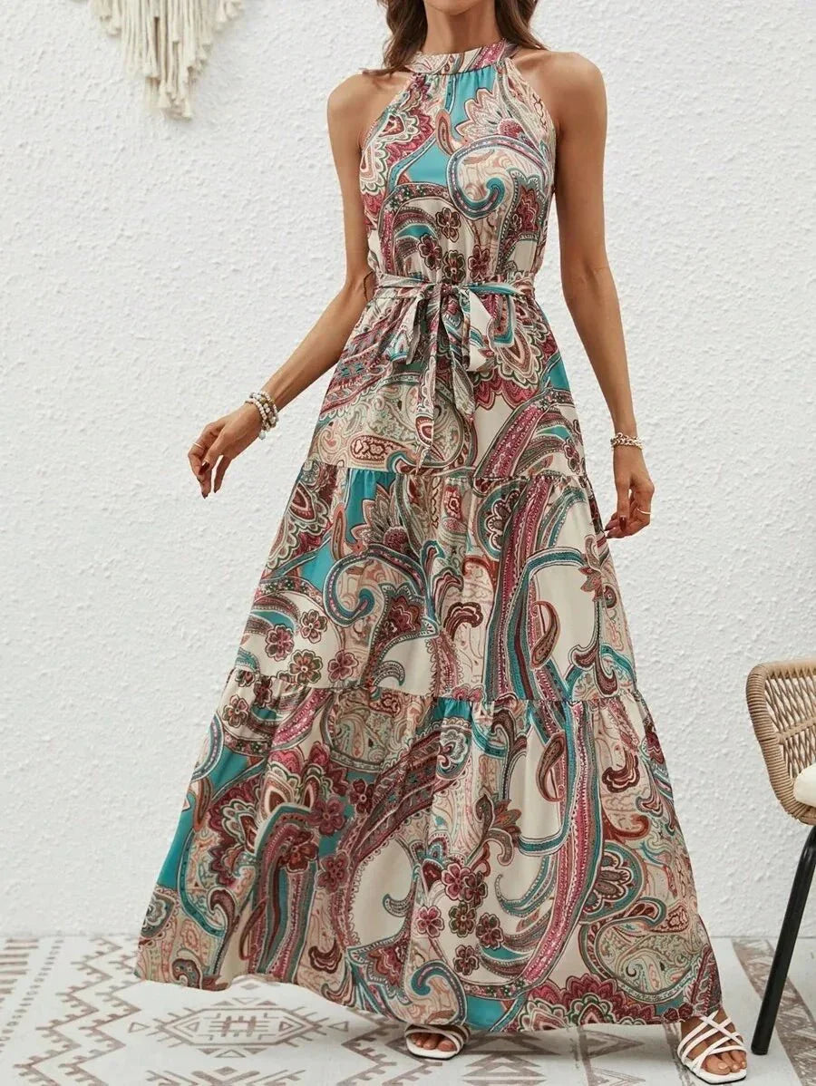 Elanora | Neckholder-Maxikleid mit Print