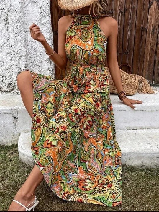Elanora | Neckholder-Maxikleid mit Print