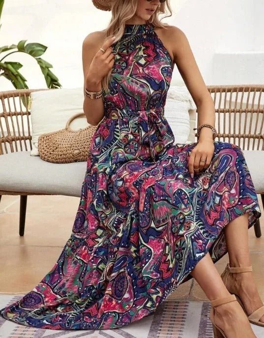 Elanora | Neckholder-Maxikleid mit Print