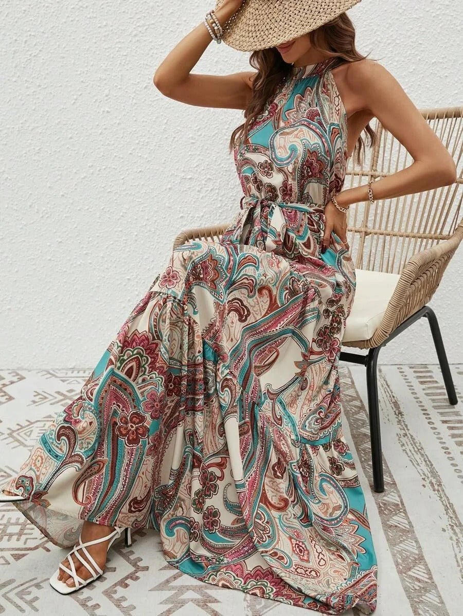 Elanora | Neckholder-Maxikleid mit Print