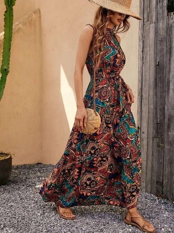 Elanora | Neckholder-Maxikleid mit Print