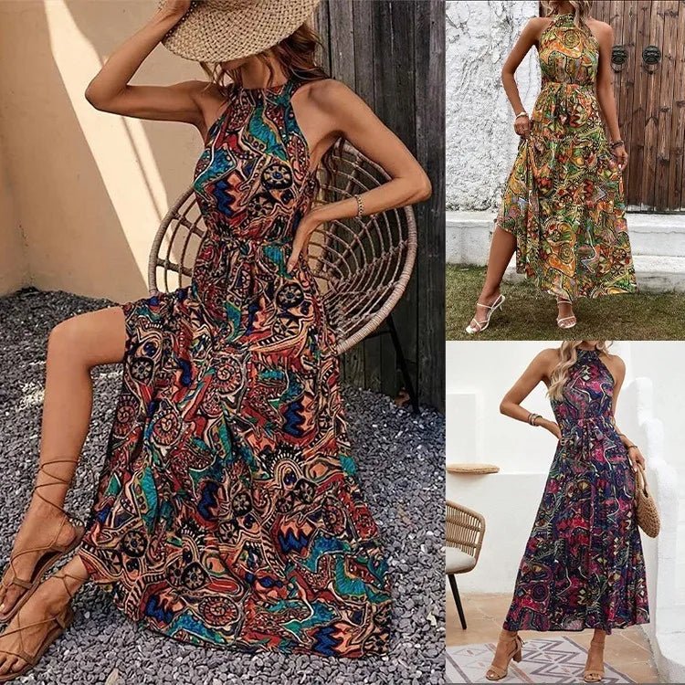 Elanora | Neckholder-Maxikleid mit Print