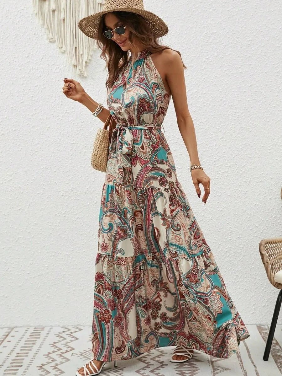Elanora | Neckholder-Maxikleid mit Print