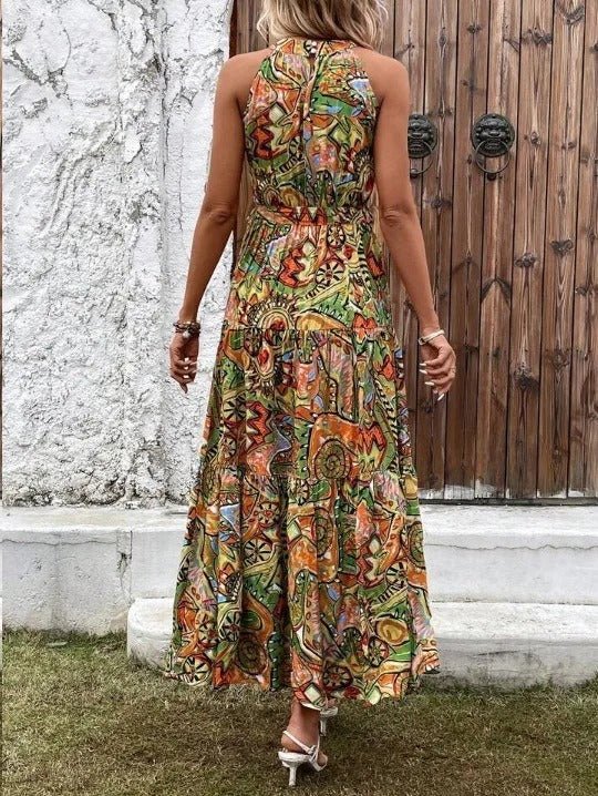Elanora | Neckholder-Maxikleid mit Print