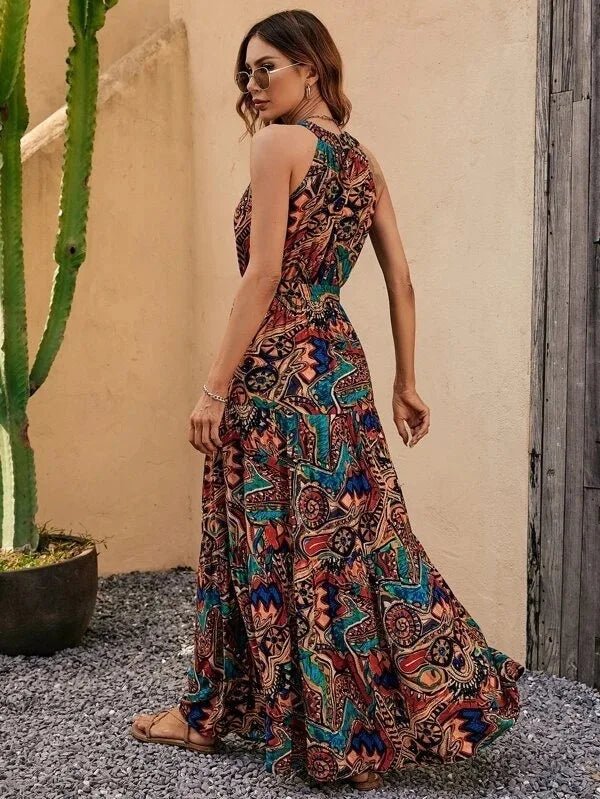 Elanora | Neckholder-Maxikleid mit Print
