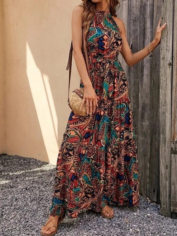 Elanora | Neckholder-Maxikleid mit Print