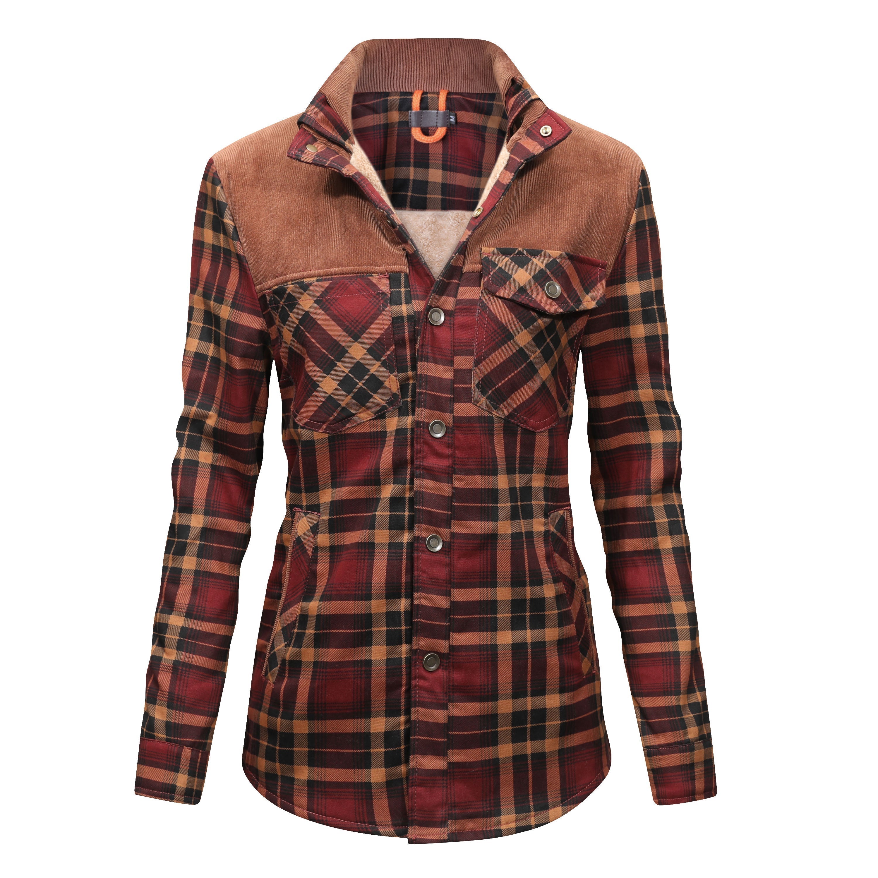 Karierte Jacke mit Plüschfutter