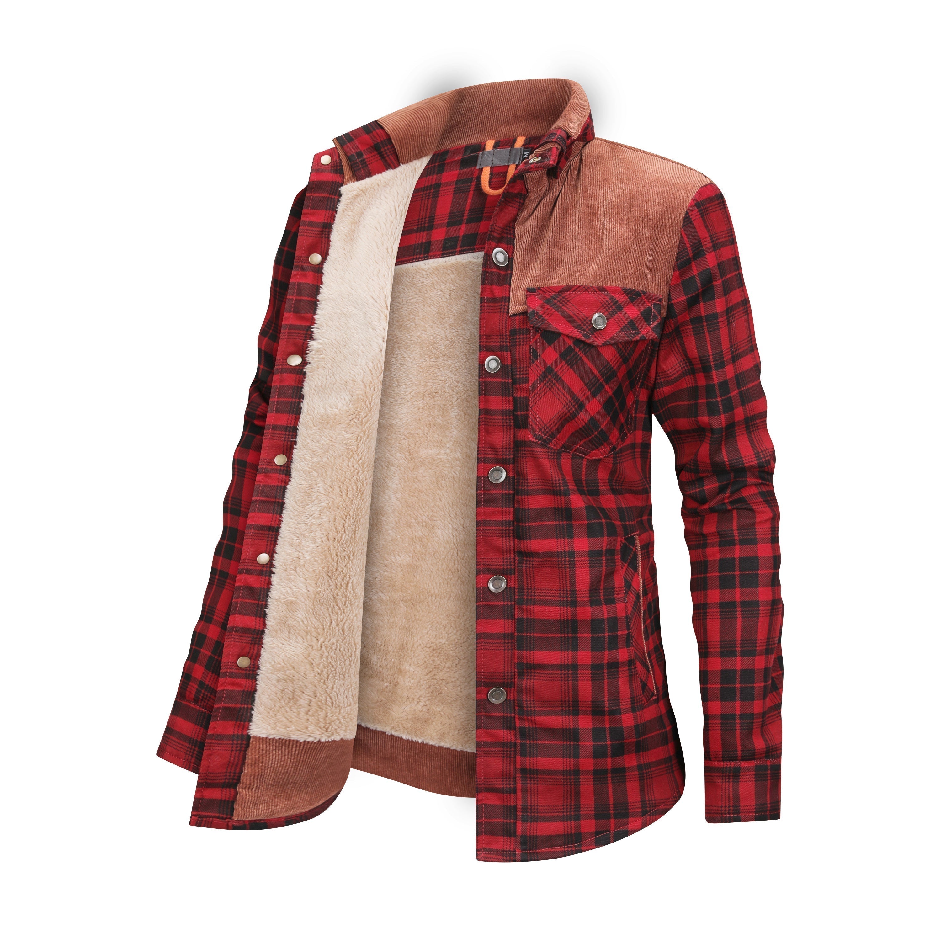 Karierte Jacke mit Plüschfutter