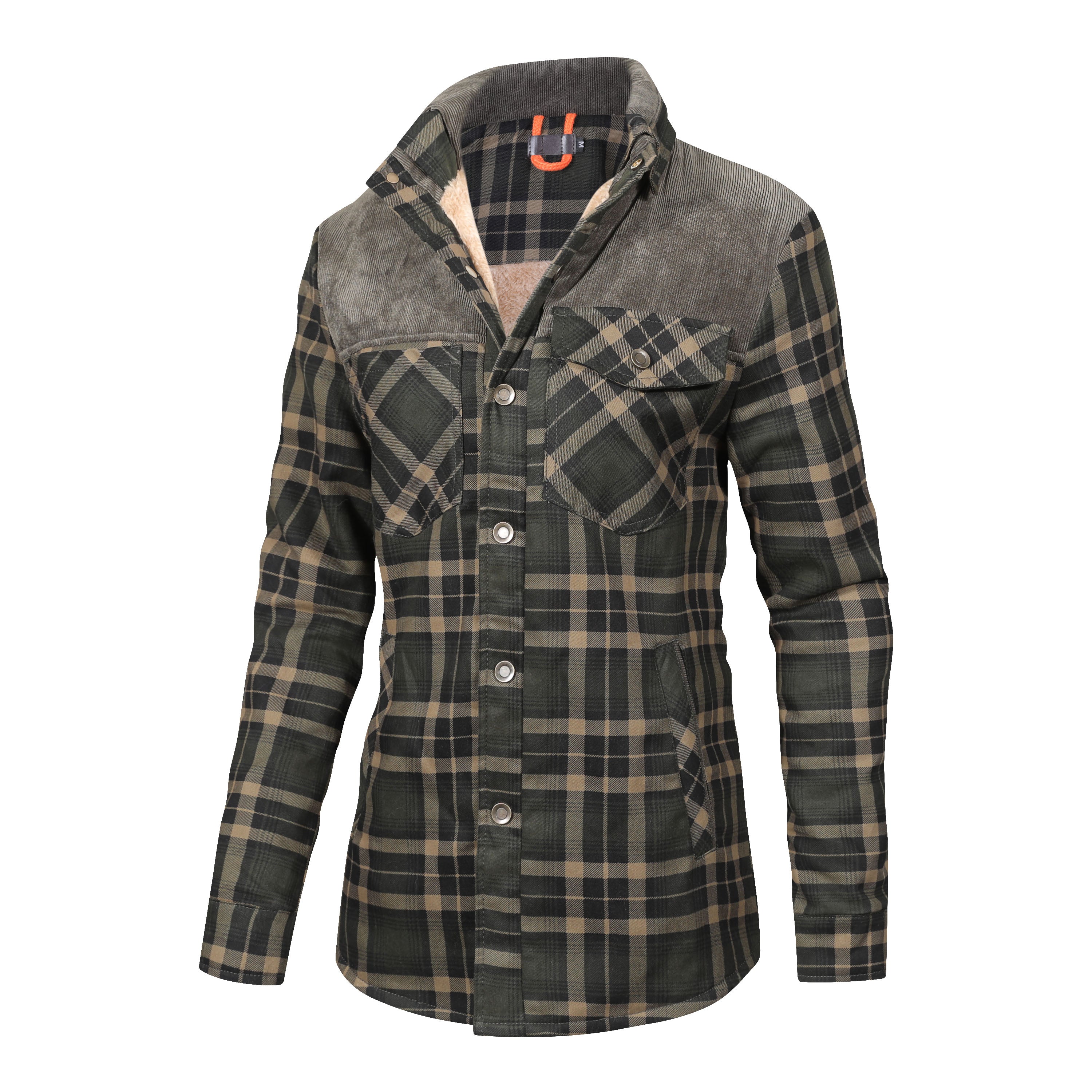 Karierte Jacke mit Plüschfutter