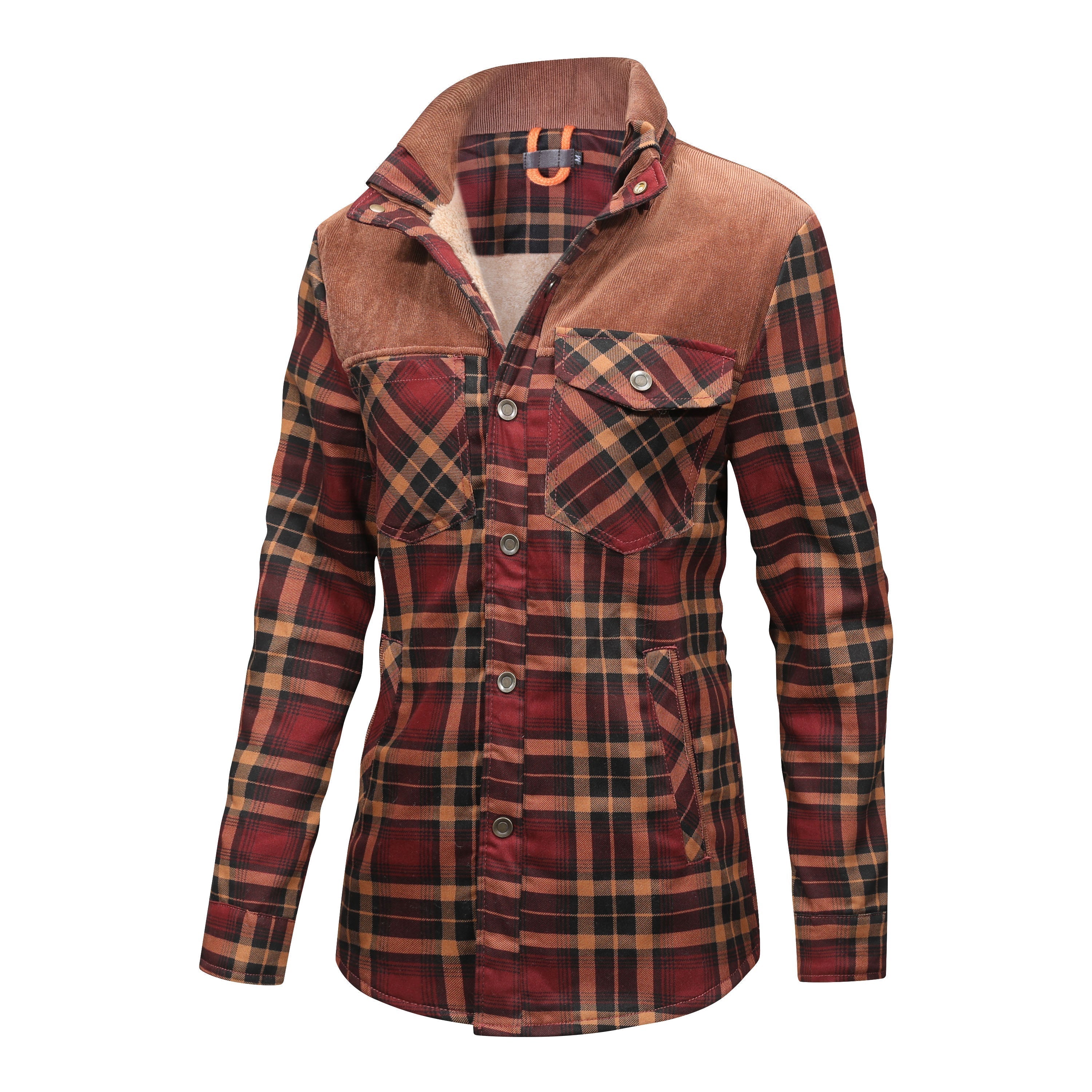 Karierte Jacke mit Plüschfutter