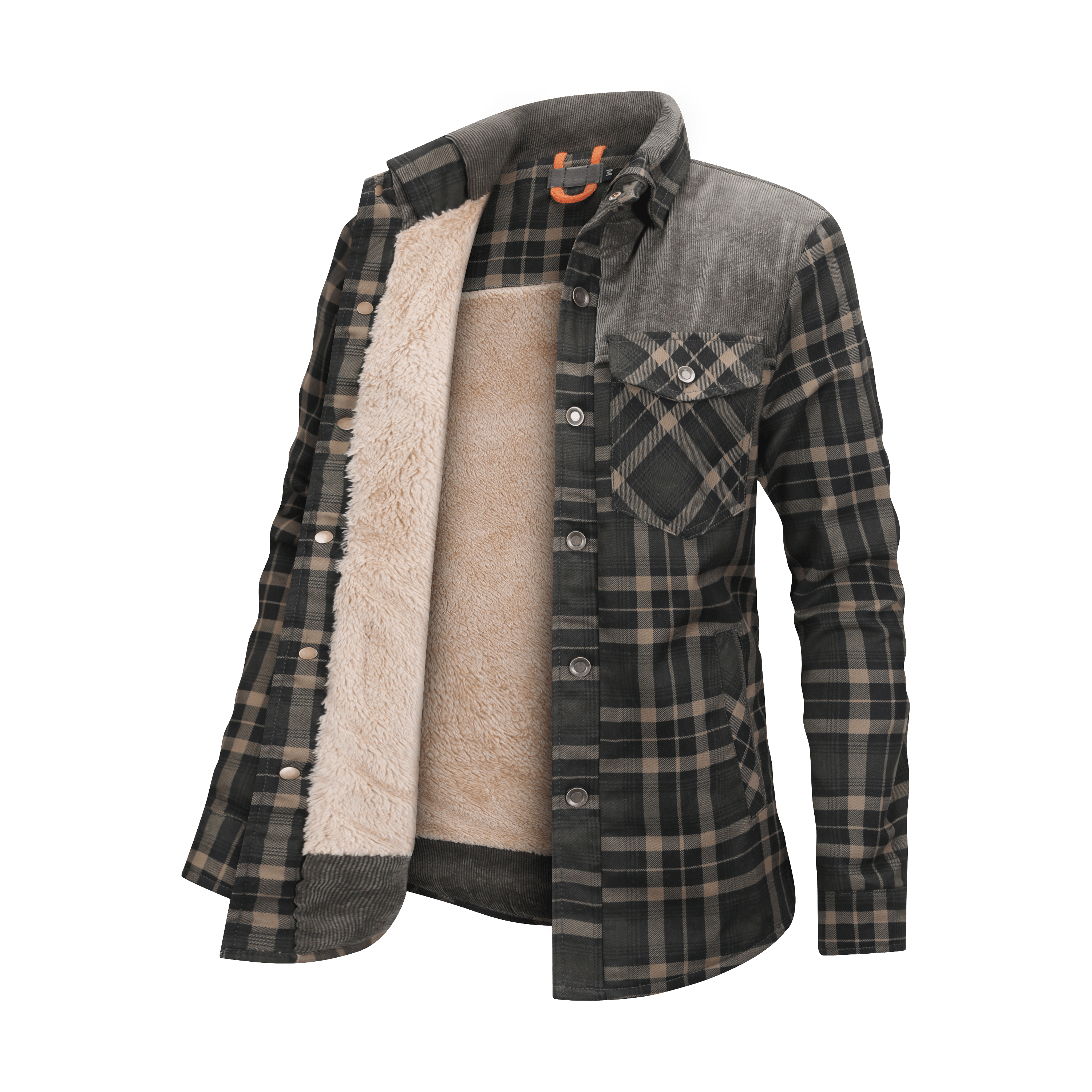 Karierte Jacke mit Plüschfutter