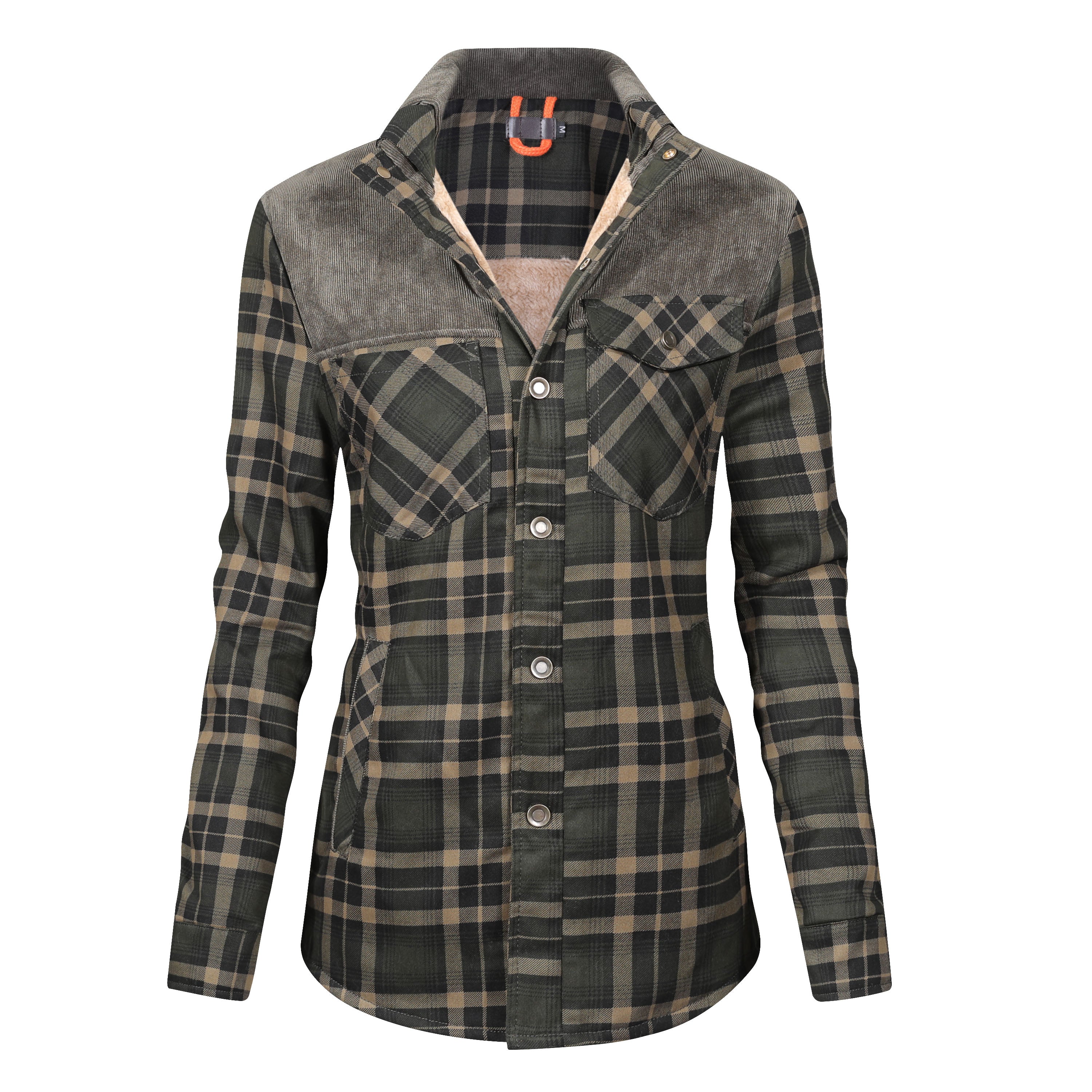 Karierte Jacke mit Plüschfutter