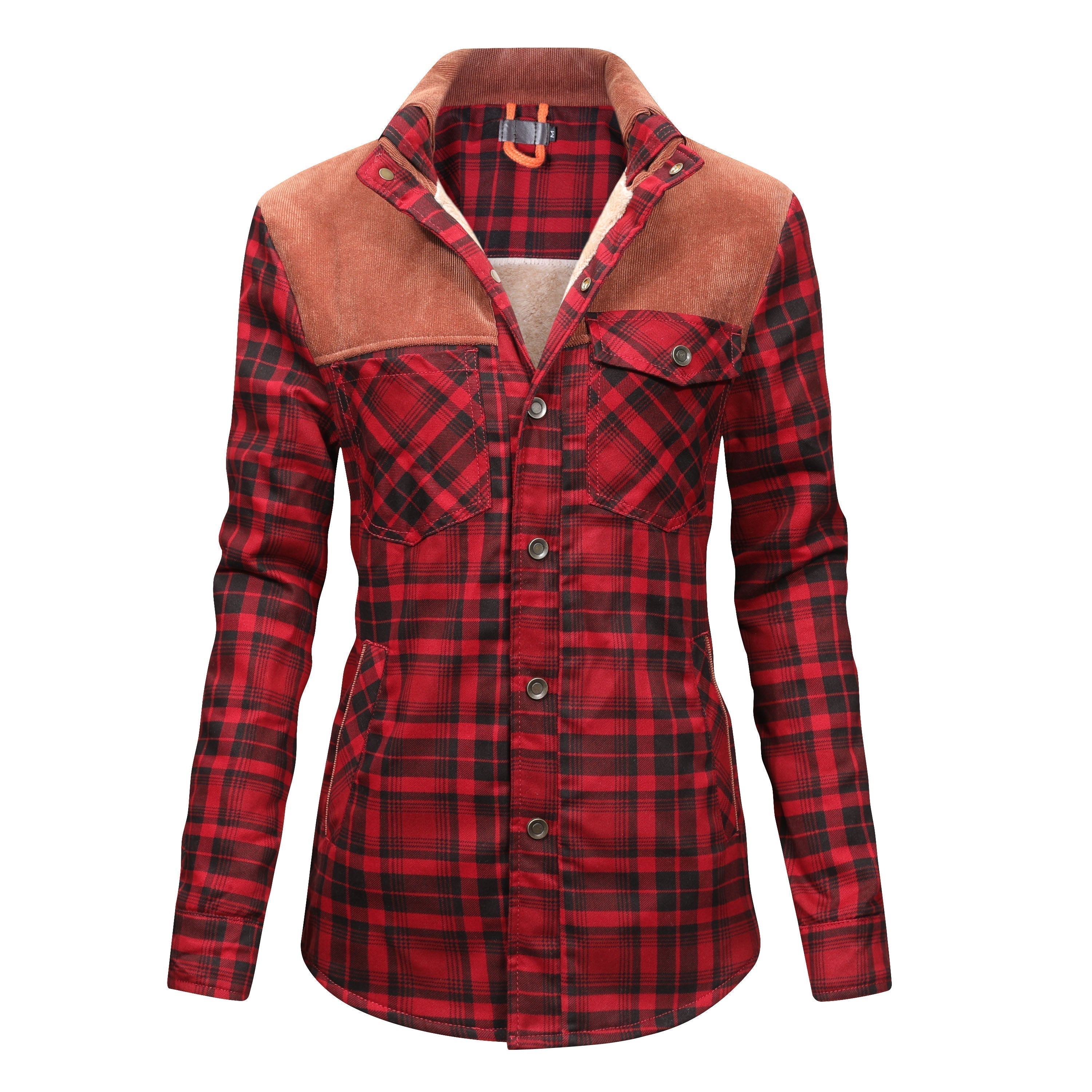 Karierte Jacke mit Plüschfutter