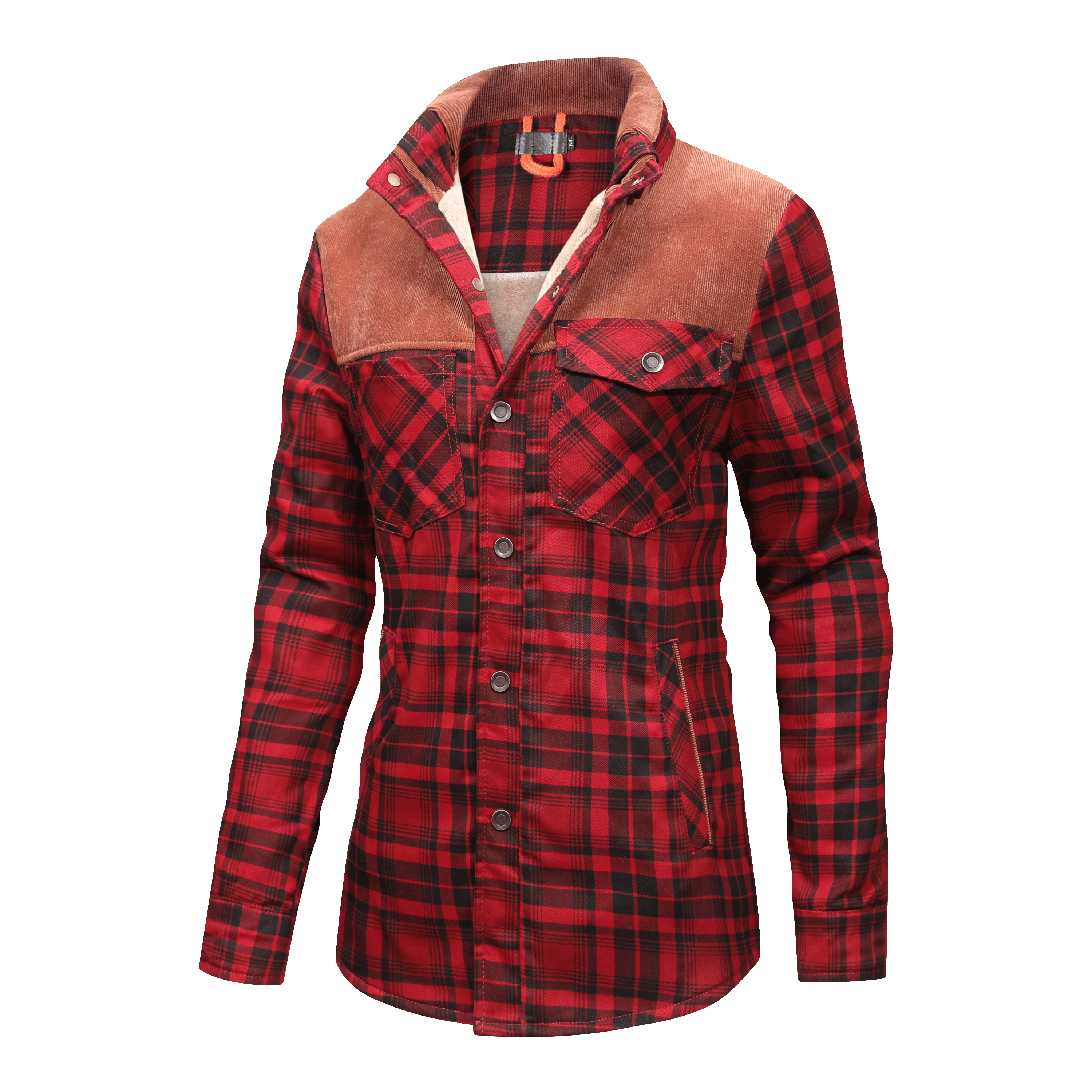 Karierte Jacke mit Plüschfutter