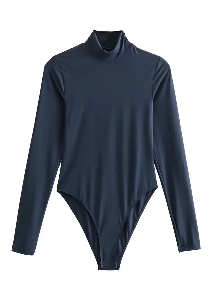 Olivia | Eleganter Langarm-Rollkragen-Body