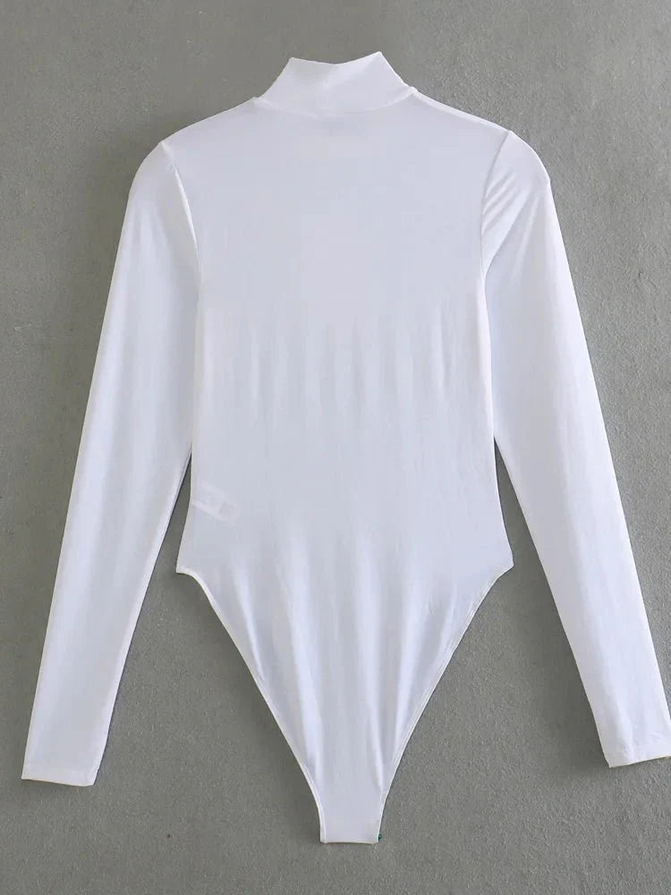 Olivia | Eleganter Langarm-Rollkragen-Body