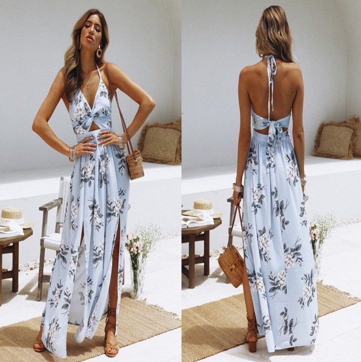 Serelina | Boho-Maxikleid mit doppeltem Schlitz