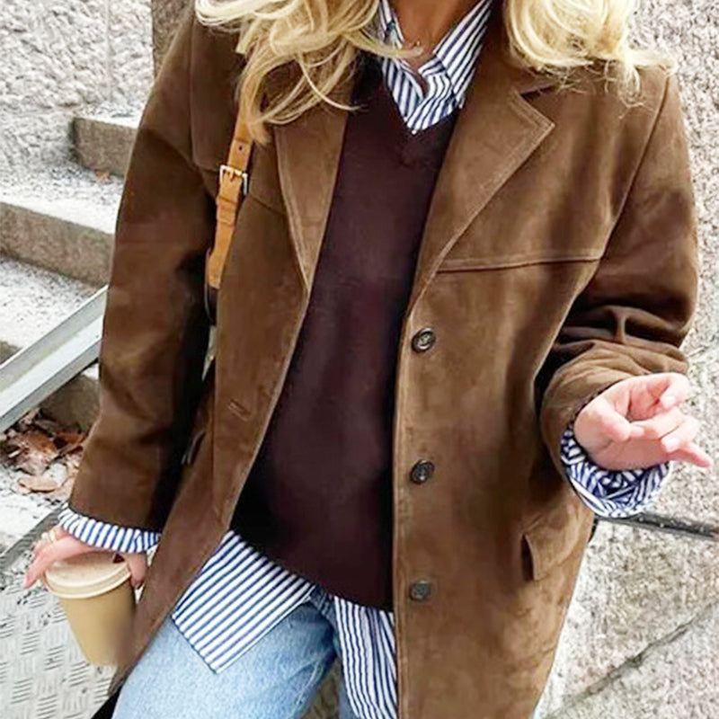 Oversize-Blazer aus Wildlederimitat im Vintage-Stil für Damen