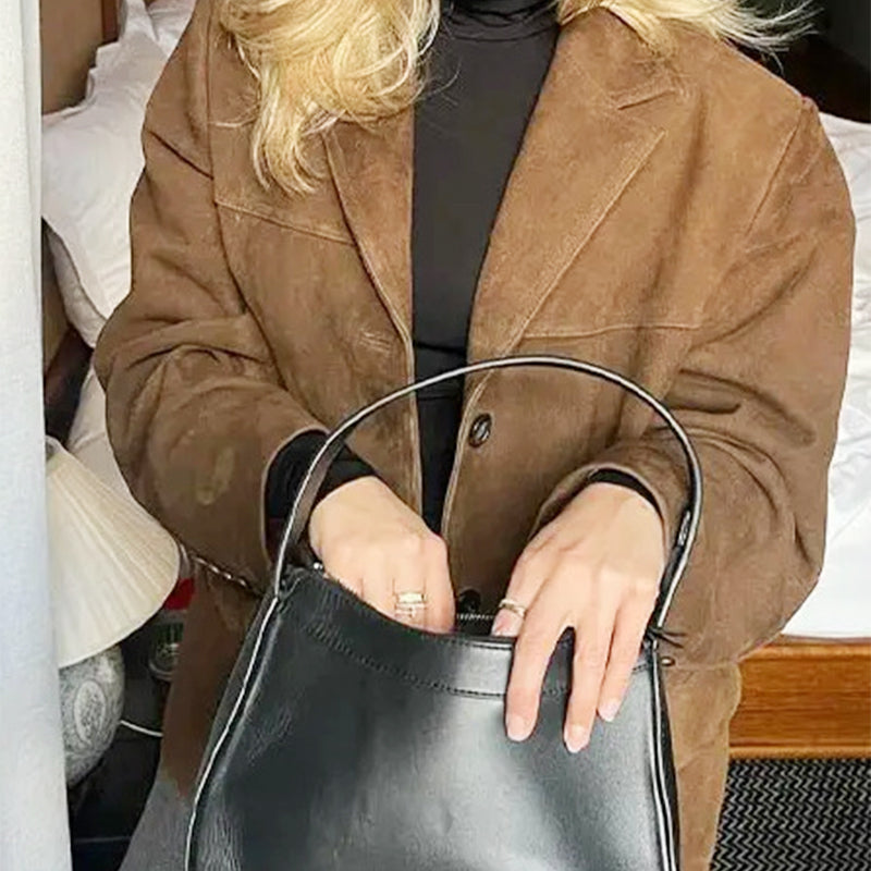 Oversize-Blazer aus Wildlederimitat im Vintage-Stil für Damen